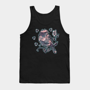 cute bird on branch and flowers Tank Top